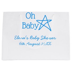 Oh baby blue star baby shower voeg naam modern ver groot cadeauzakje