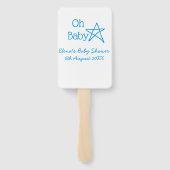 Oh baby blue star baby shower voeg naam modern ver handwaaier (Achterkant)