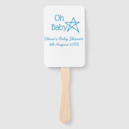 Oh baby blue star baby shower voeg naam modern ver handwaaier