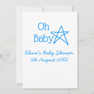 Oh baby blue star baby shower voeg naam modern ver kaart