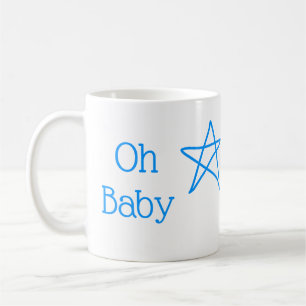 Oh baby blue star baby shower voeg naam modern ver koffiemok