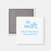 Oh baby blue star baby shower voeg naam modern ver magneet (Voorkant / Achterkant)