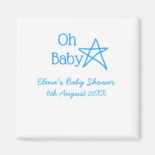 Oh baby blue star baby shower voeg naam modern ver magneet (Voorkant)