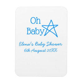 Oh baby blue star baby shower voeg naam modern ver magneet
