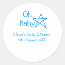 Oh baby blue star baby shower voeg naam modern ver