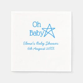 Oh baby blue star baby shower voeg naam modern ver servet