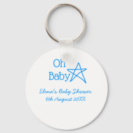Oh baby blue star baby shower voeg naam modern ver sleutelhanger
