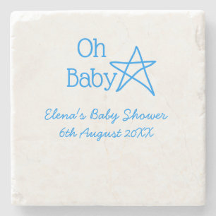Oh baby blue star baby shower voeg naam modern ver stenen onderzetter