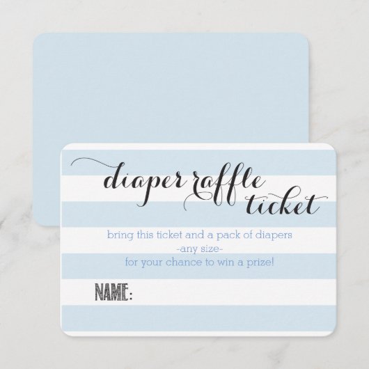 Oh Baby Blue Stripes Shower Diaper Raffle Ticket (Voorkant / Achterkant)