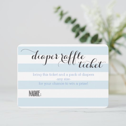 Oh Baby Blue Stripes Shower Diaper Raffle Ticket (Staand voorkant)