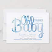 Oh Baby Blue Waterverf Baby Boy Shower Kaart (Voorkant)
