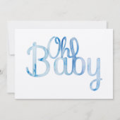 Oh Baby Blue Waterverf Baby Boy Shower Kaart (Achterkant)
