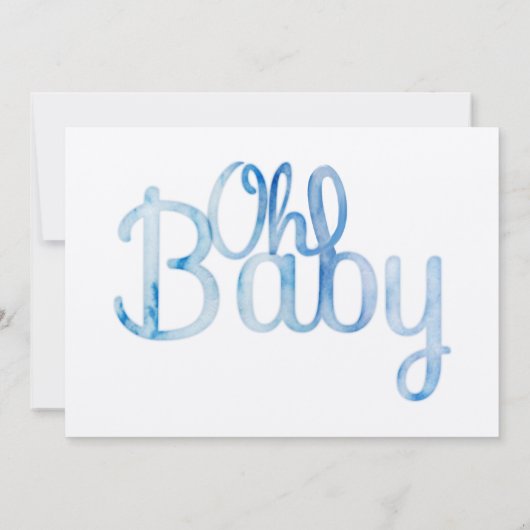 Oh Baby Blue Waterverf Baby Boy Shower Kaart (Achterkant)
