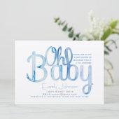 Oh Baby Blue Waterverf Baby Boy Shower Kaart (Staand voorkant)