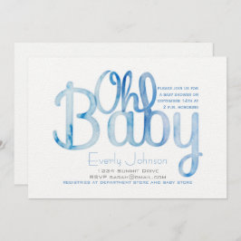 Oh Baby Blue Waterverf Baby Boy Shower Kaart
