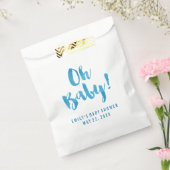 Oh Baby Blue Waterverf Baby shower Bedankzakje (Gezegeld)