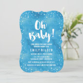 Oh Baby Blue Waterverf Baby shower Kaart (Staand voorkant)