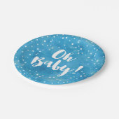 Oh Baby Blue Waterverf Baby shower Papieren Bordje (Gekanteld)