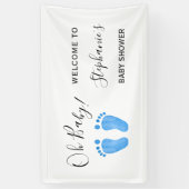 Oh Baby Blue Welcome Baby shower Spandoek (Verticaal)