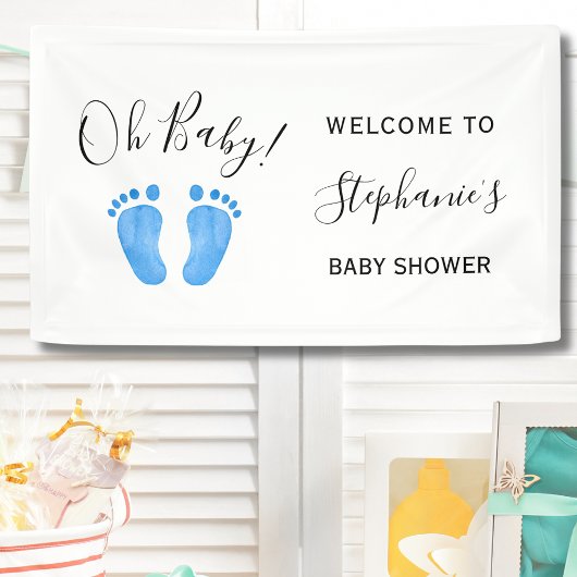 Oh Baby Blue Welcome Baby shower Spandoek