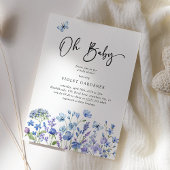 Oh Baby Blue Wildflower Baby shower Kaart