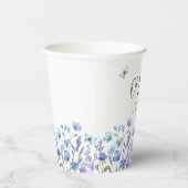 Oh Baby Blue Wildflower Baby shower Papieren Bekers (Rechts)