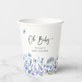 Oh Baby Blue Wildflower Baby shower Papieren Bekers (Voorkant)