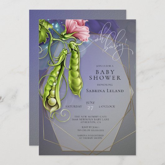 Oh Baby Blue - Zoete erwten in een Baby shower met Kaart (Voorkant / Achterkant)