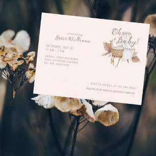 Oh Baby Blush  Bassinet Baby shower Briefkaart