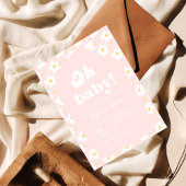 Oh Baby! Blush Pink Floral Baby shower Uitnodiging