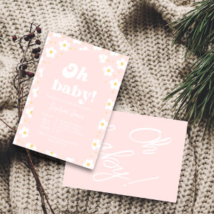 Oh Baby! Blush Pink Floral Baby shower Uitnodiging