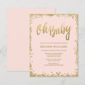 Oh Baby Blush Pink Gold Glitter Baby shower Kaart (Voorkant / Achterkant)