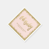 Oh Baby Blush Pink Gold Glitter Baby shower Servetten (Hoek)