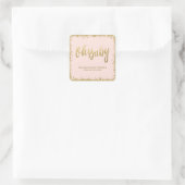 Oh Baby Blush Pink Gold Glitter Baby shower Vierkante Sticker (Tas)