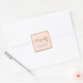 Oh Baby Blush Pink Gold Glitter Baby shower Vierkante Sticker (Envelop)