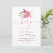 Oh Baby Blush Pink Pumpkin Floral Baby shower Kaart (Staand voorkant)