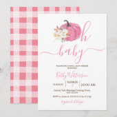 Oh Baby Blush Pink Pumpkin Floral Baby shower Kaart (Voorkant / Achterkant)