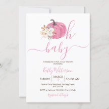 Oh Baby Blush Pink Pumpkin Floral Baby shower
