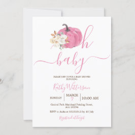 Oh Baby Blush Pink Pumpkin Floral Baby shower Kaart