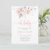 Oh Baby Blush Roze Baby shower Meisje Uitnodiging (Staand voorkant)