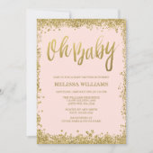 Oh Baby Blush Roze Gouden Glitter Baby Shower Kaart (Voorkant)