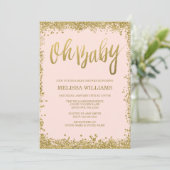 Oh Baby Blush Roze Gouden Glitter Baby Shower Kaart (Staand voorkant)