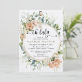 Oh Baby Blush Roze Roze Eucalyptus Baby shower Kaart (Staand voorkant)