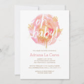 Oh Baby Blush waterverf Baby shower Uitnodiging (Voorkant)