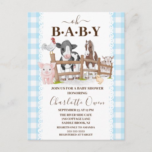 Oh Baby Boerderij Land Baby shower Uitnodiging (Voorkant)