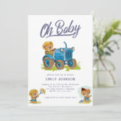 Oh Baby Boerderij Tractor Baby shower Invitation Kaart (Staand voorkant)