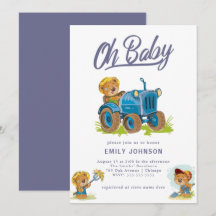 Oh Baby Boerderij Tractor Baby shower Invitation