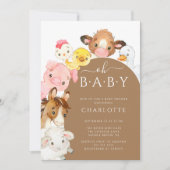 Oh Baby Boerderijdieren Baby Shower Uitnodiging (Voorkant)