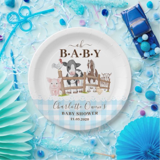 Oh Baby boerderijdieren Barnyard Baby shower Papieren Bordje (Feest)