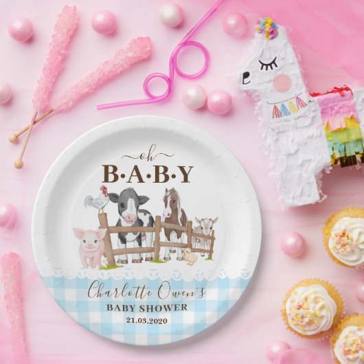 Oh Baby boerderijdieren Barnyard Baby shower Papieren Bordje (Feest)